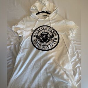Balmain White T Shirt with Hood size M